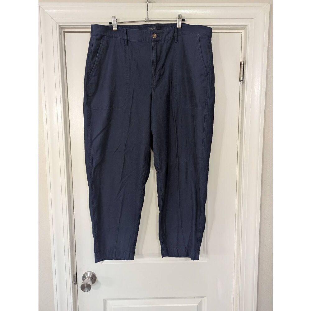 J. Crew Cotton Camp‎ pants women's 18 navy blue coastal nautical preppy Fall 24